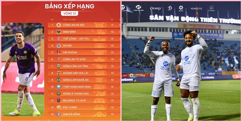 Nam Định chỉ hơn vị trí áp chót của PVF CAND có 1 điểm